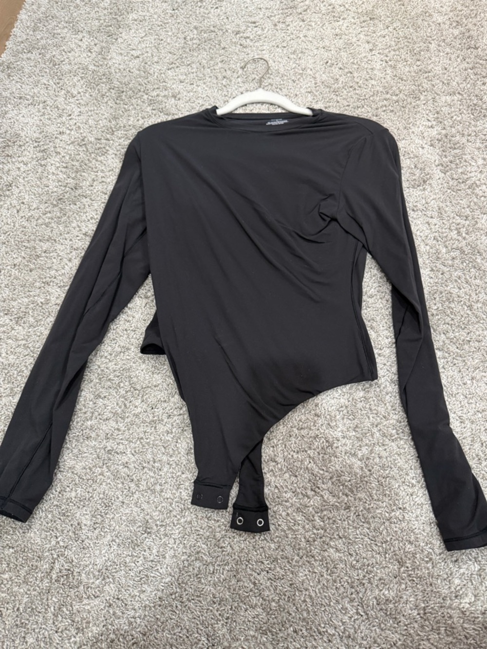 SKIMS Black Long-Sleeve Snap-Front Bodysuit